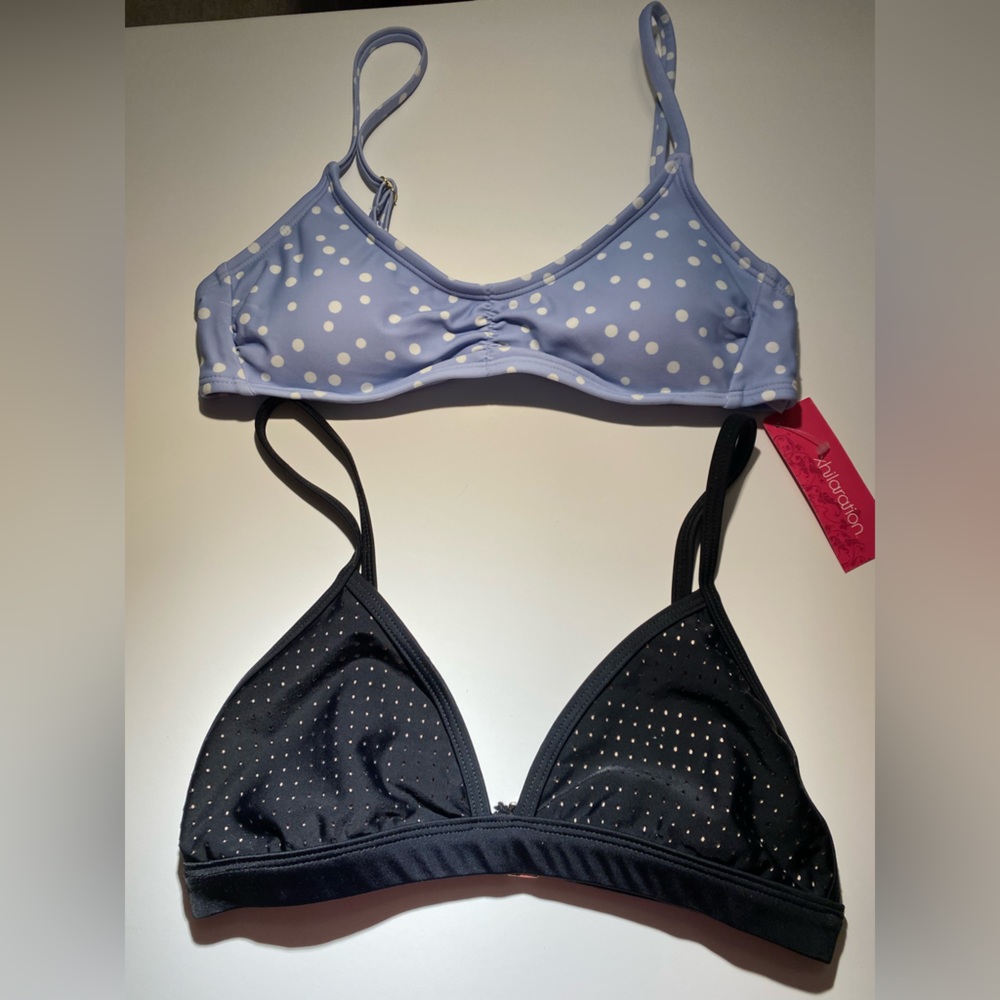 Bundle 4 Bikini tops Pink Lavender White Polkadot Paisley, NWT Xhilaration Black